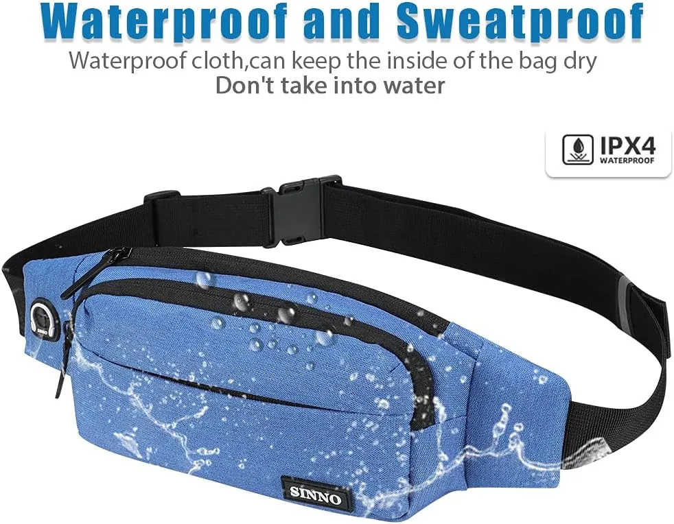 SINNO Large Crossbody Fanny Pack for Women Men Belt Bag With 4-Zipper Pockets for Travel Running Hiking Workout Dog Walking Outdoors Sport Fishing Waist Pack Bag Carrying All Phones