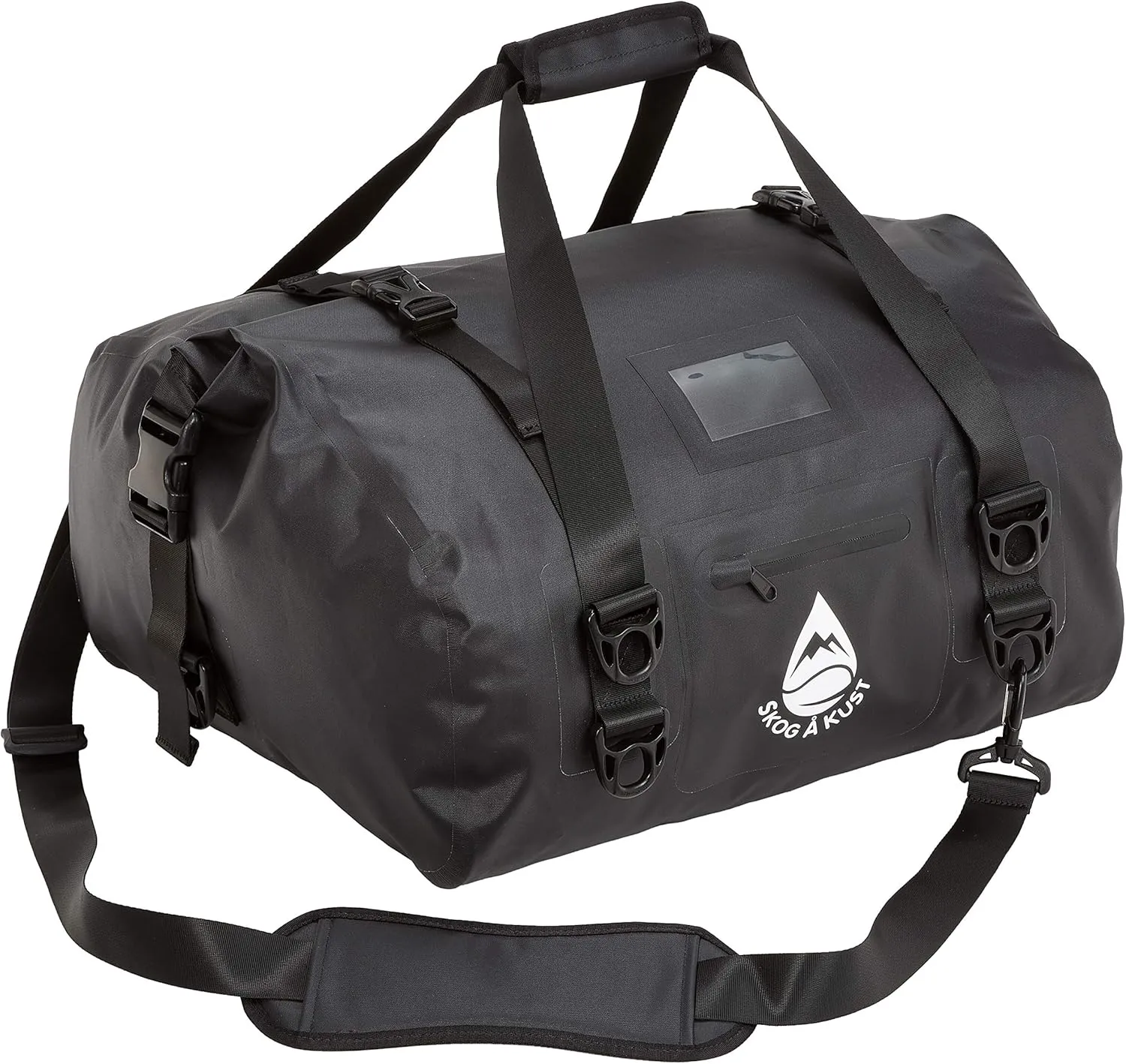 Skog  Kust Duffelsak Heavy Duty Waterproof Duffel - Gear Bag for Sports, Travel, & More - 40L, Black Moto Edition