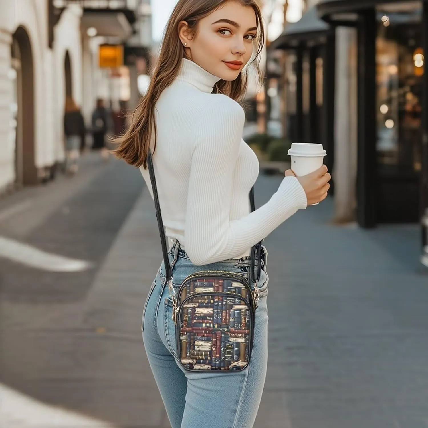 Small Crossbody Bags for Women, Daisy Sunflowers Cross Over Purse PU Leather Shoulder Handbags for Travel, Work