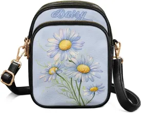 Small Crossbody Bags for Women, Daisy Sunflowers Cross Over Purse PU Leather Shoulder Handbags for Travel, Work