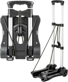 Small Folding Hand Truck Dolly with 2 Wheels, Lightweight Aluminum Foldable Luggage Cart, Collapsible Cart Portable Dolly for Airport Travel Moving Use