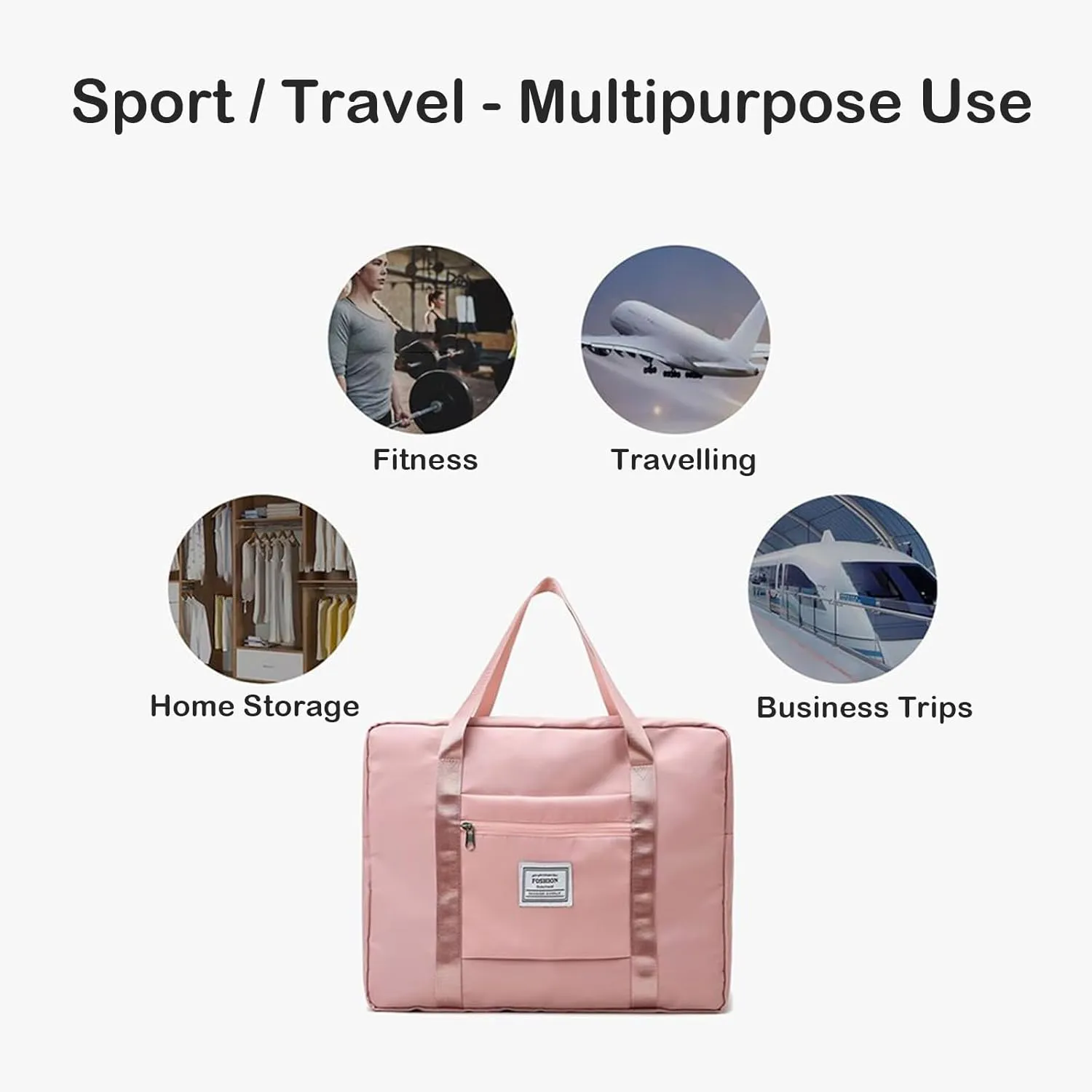 Travel Duffel Bag with Wide Shoulder Strap - Water-resistant Storage Bag with Wet Compartment and Expandable Space - Large Weekender Bag for Men and Women - Ideal Sports Tote Gym Bag (Pink, X-Large)