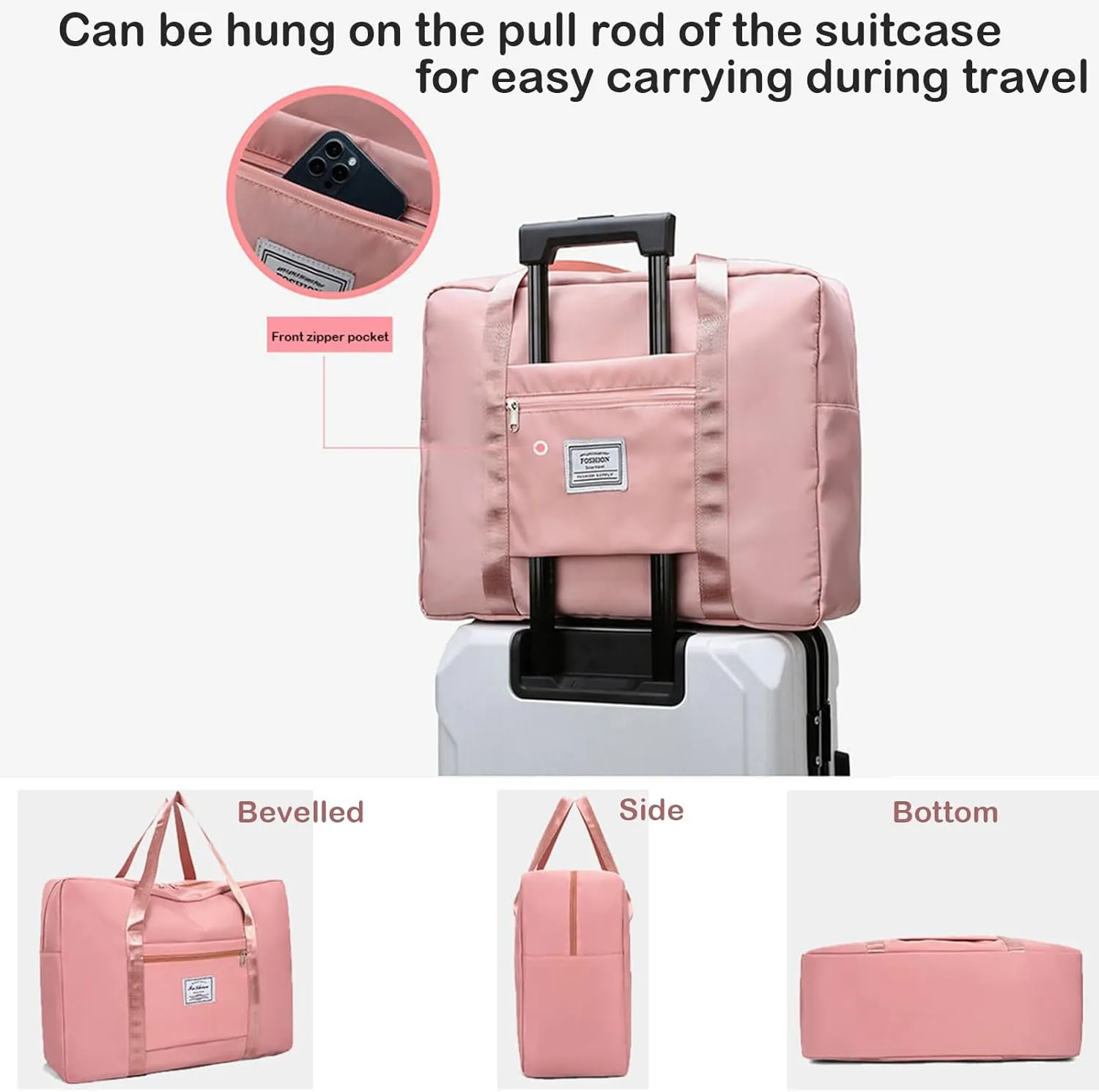 Travel Duffel Bag with Wide Shoulder Strap - Water-resistant Storage Bag with Wet Compartment and Expandable Space - Large Weekender Bag for Men and Women - Ideal Sports Tote Gym Bag (Pink, X-Large)
