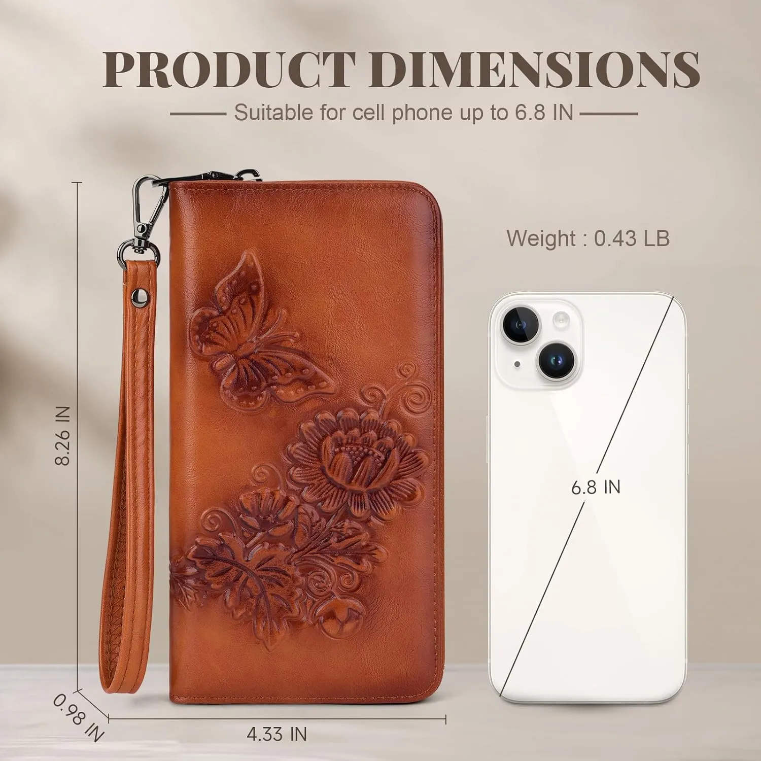 Womens Wallet Rfid Embossed Vegan Leather Multi Card Slots Wallets Large Capacity Wristlet Travel Purse for Women